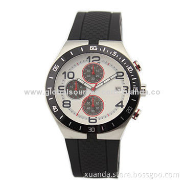 Rubber Strap Sports Watches, 5ATM Water-resistant, Customized Designs are Accepted